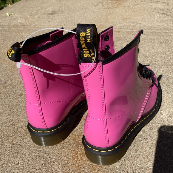 Dr. Martens 1460 Women's Patent Leather Lace Up Boots Hot Pink Combat Boots - Picture 15 of 17
